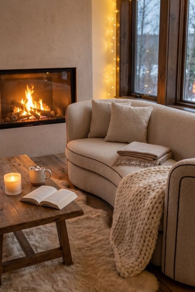Fireside snug room with warm seating.