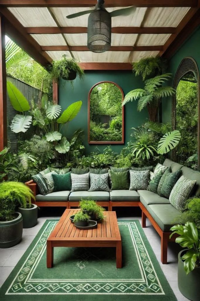 Garden-inspired unfinished basement retreat