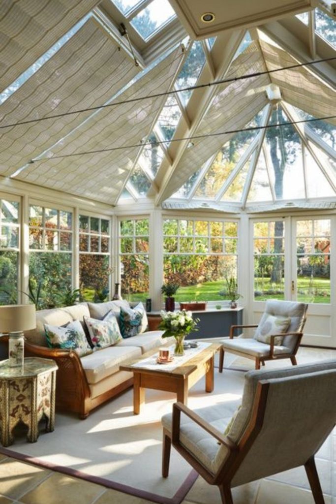 Classic garden room conservatory interior.