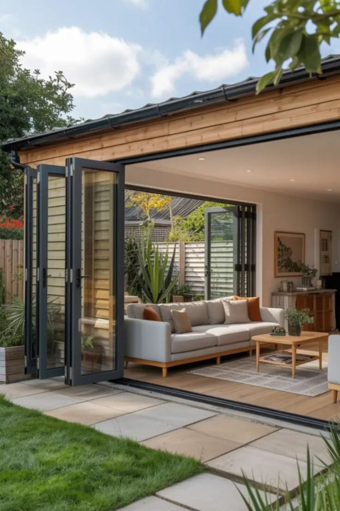 Garden room with bi-fold doors.