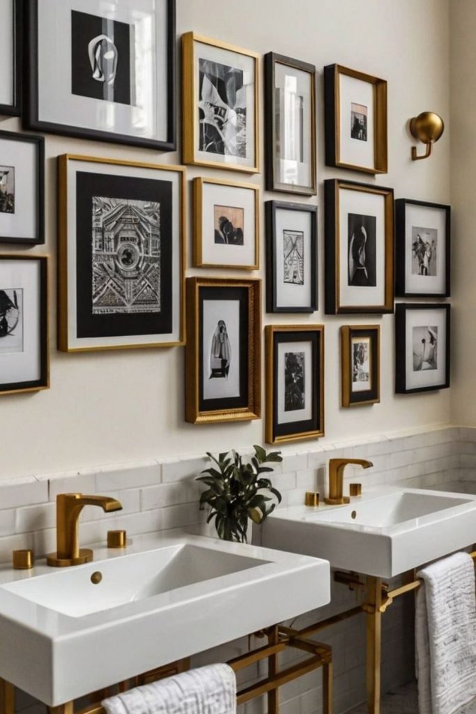 Glamorous gold frame bathroom gallery