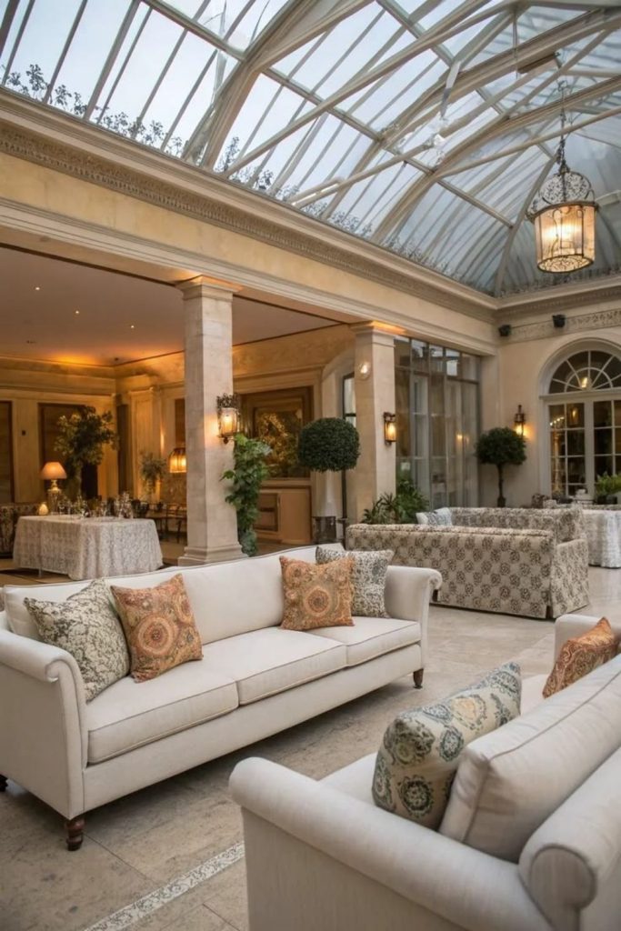 Grand entertaining conservatory overlooking beautiful gardens.