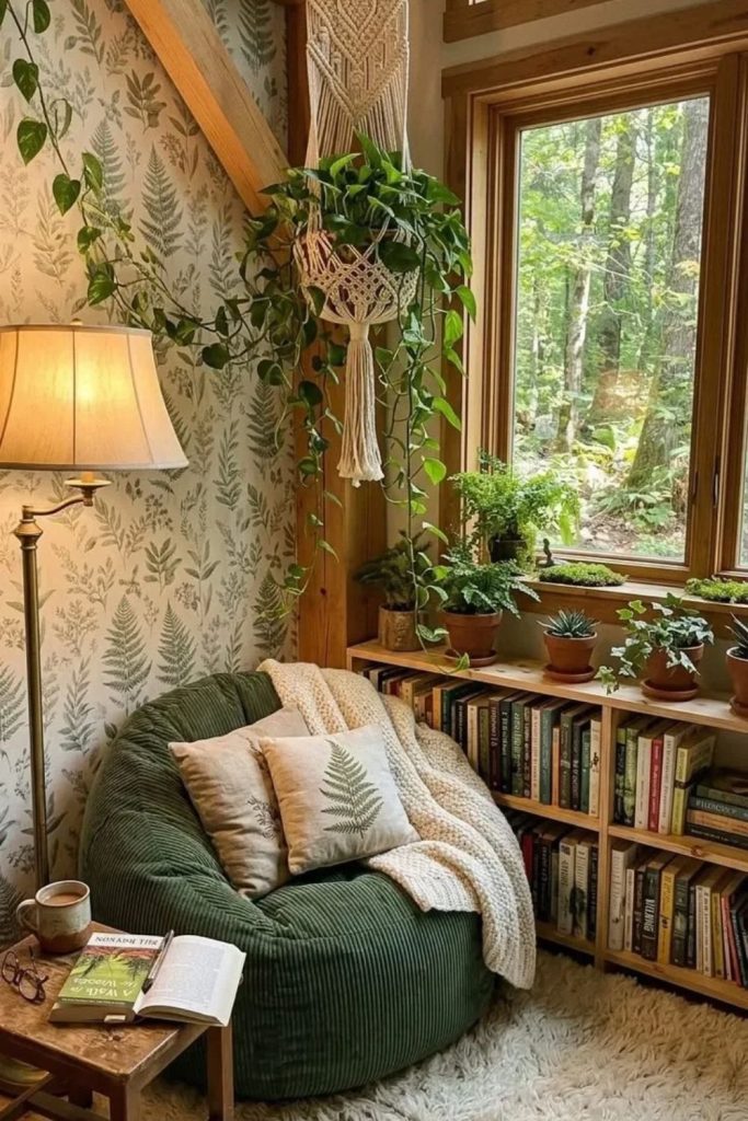 Greenhouse botanical reading sanctuary design.