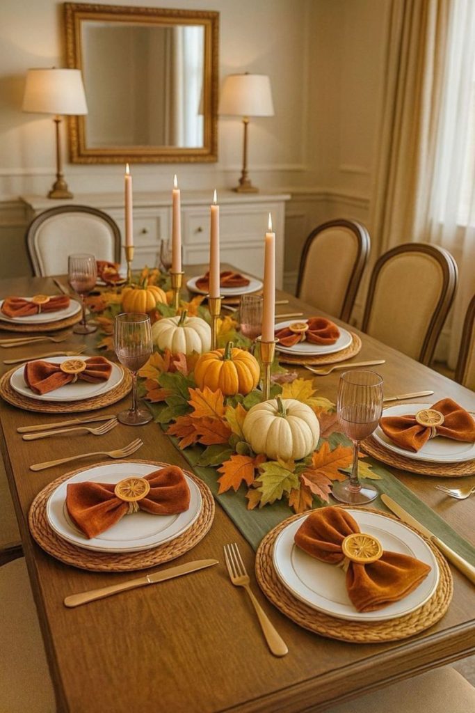 Citrus harvest Thanksgiving table centerpiece