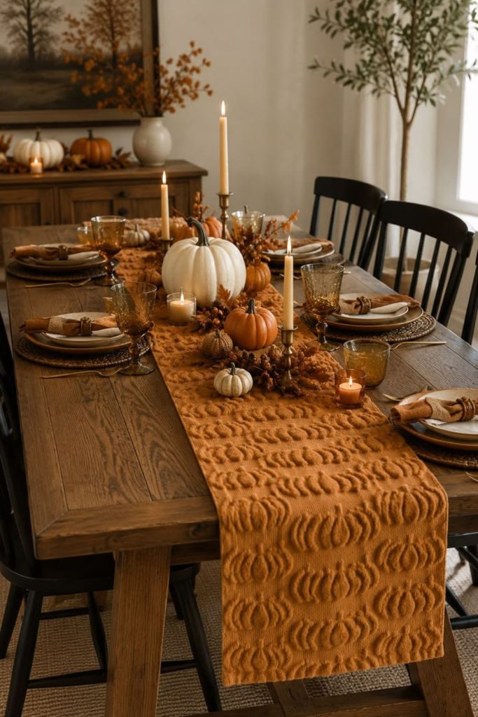 Rustic Thanksgiving harvest table centerpiece