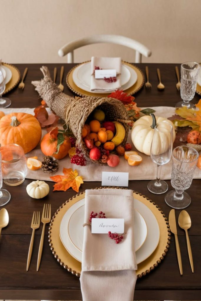 Harvest market Thanksgiving table centerpiece