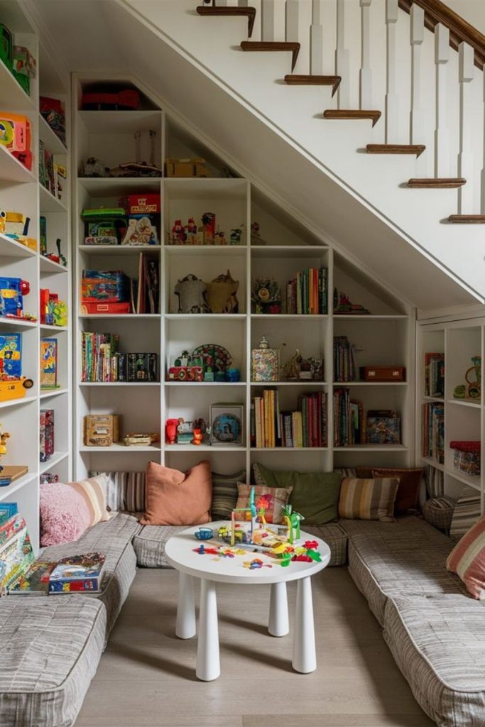 Hidden board game storage library.