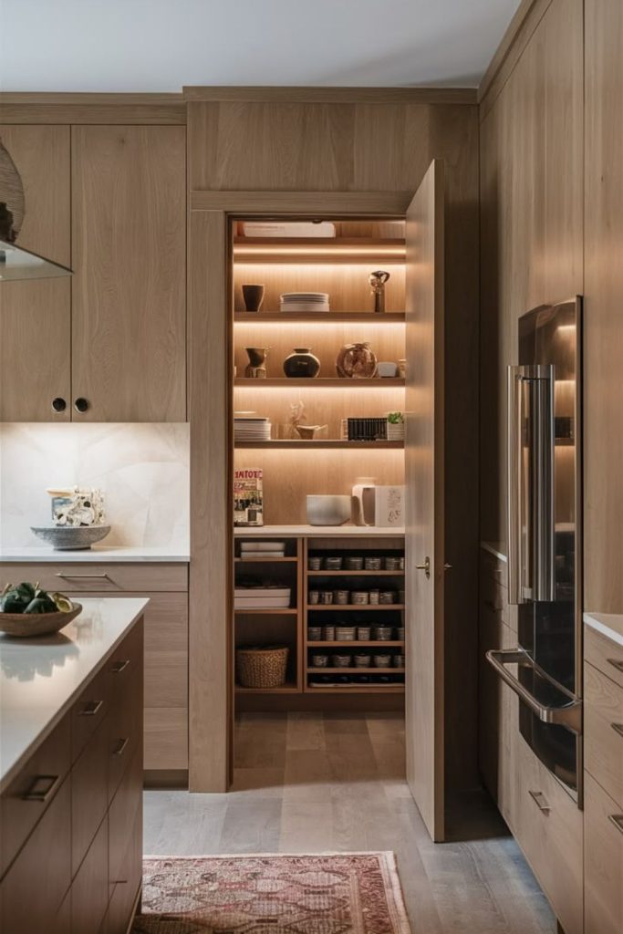 Hidden box room pantry storage design.
