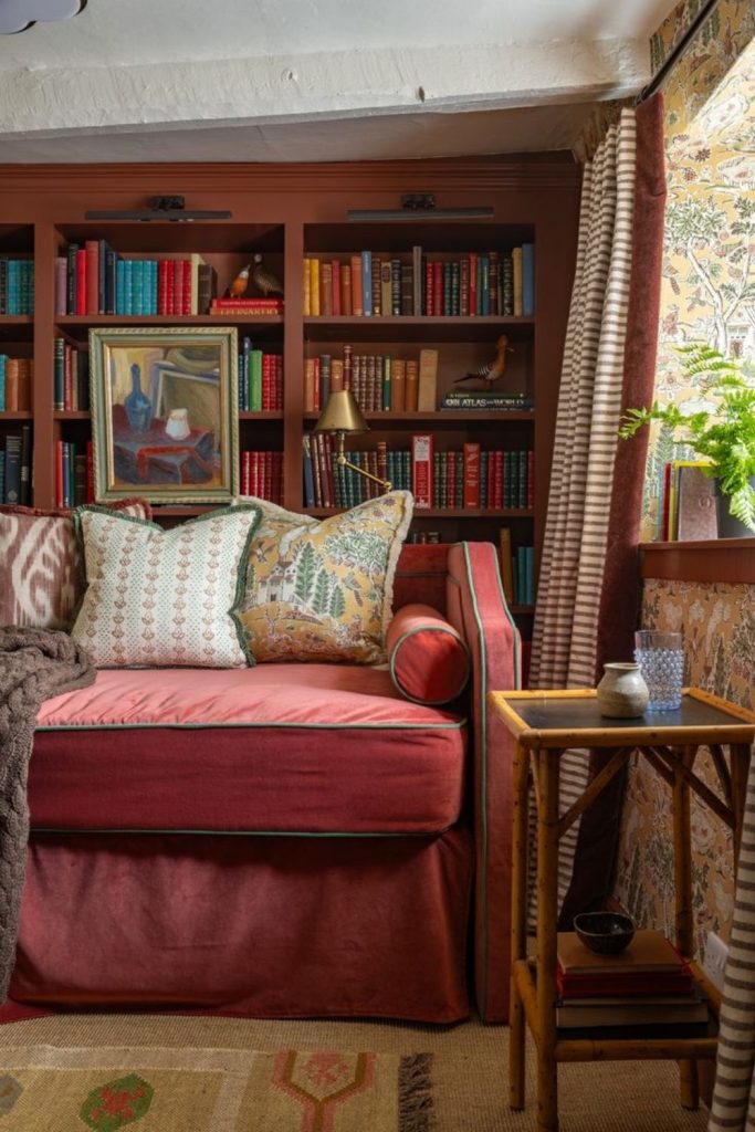 Layered textile nest with plush furnishings.