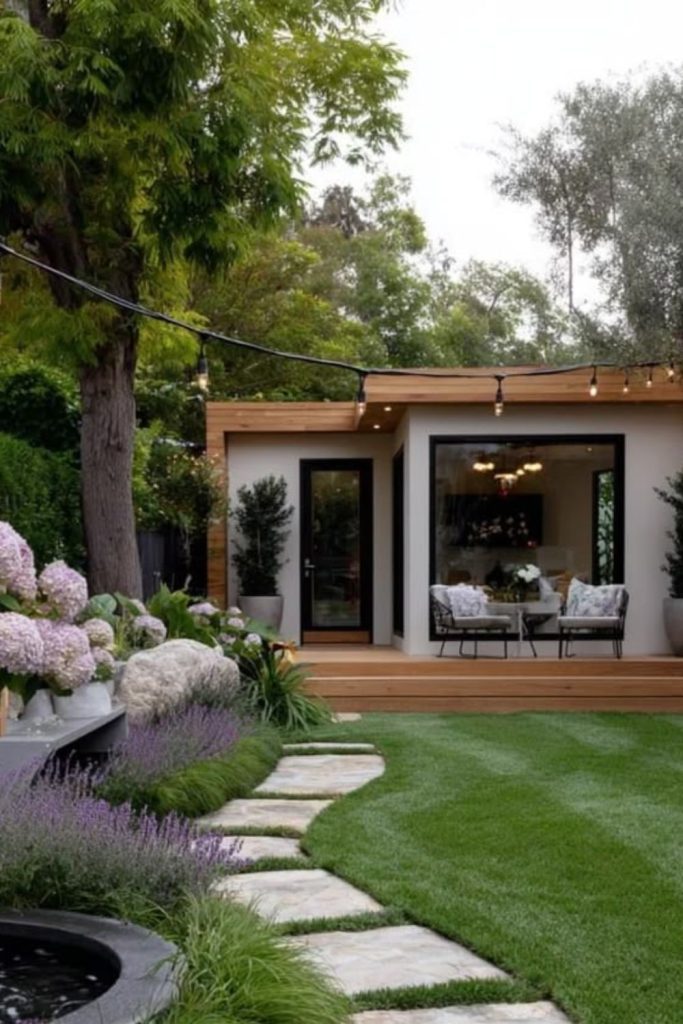 Luxurious garden room retreat interior.