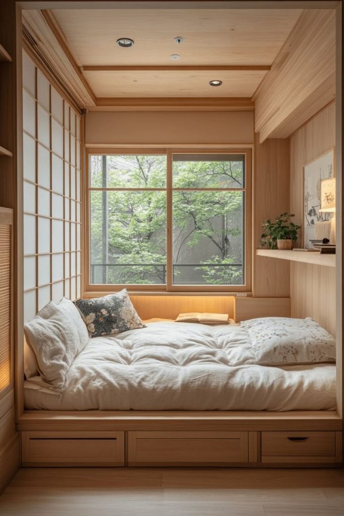 Minimalist box room sleeping sanctuary.