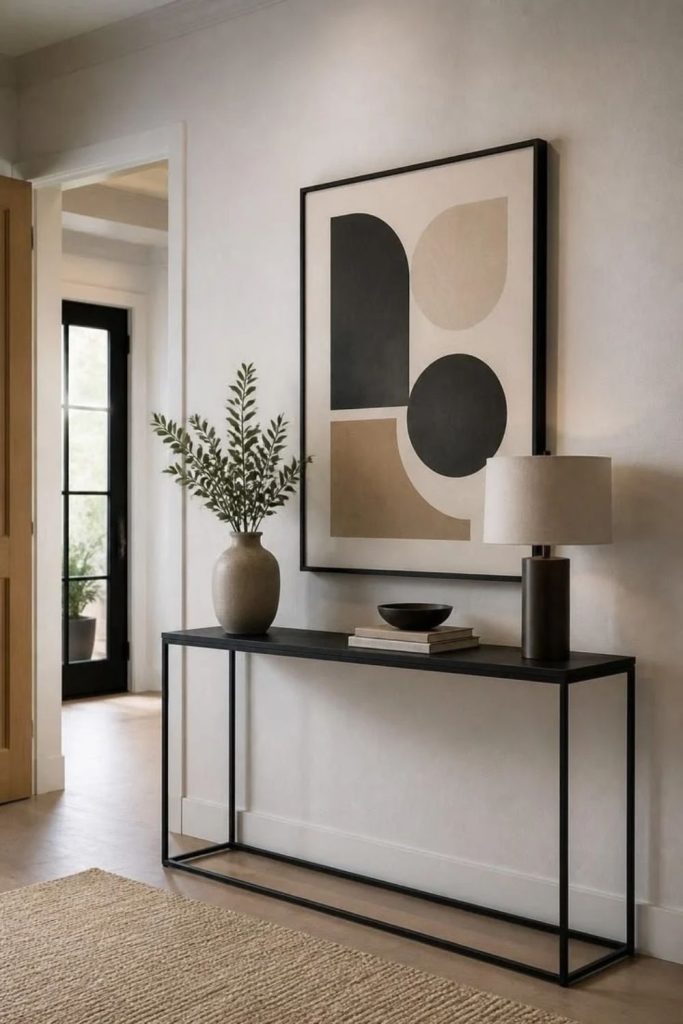 Modern entryway with sleek black console