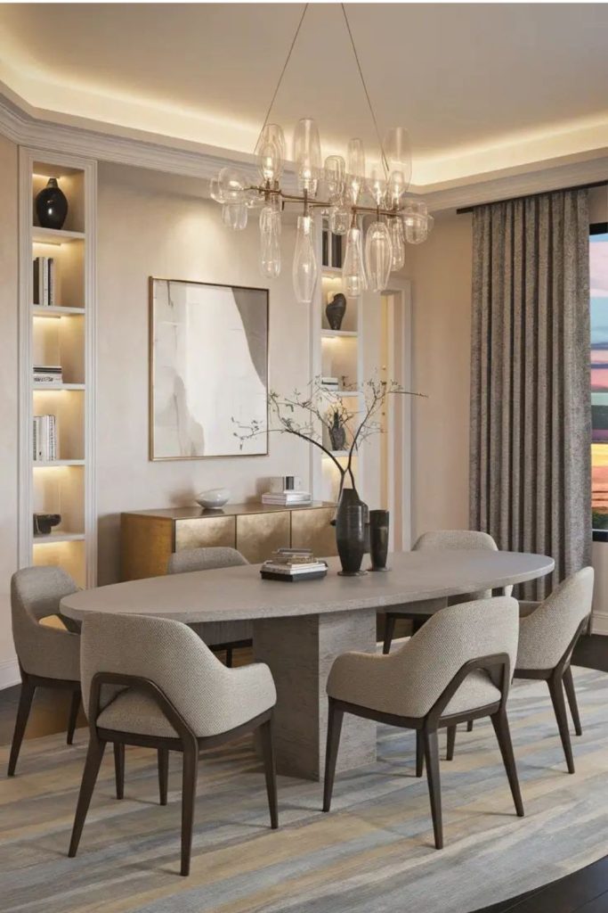 Modern marble dining table centerpiece style.