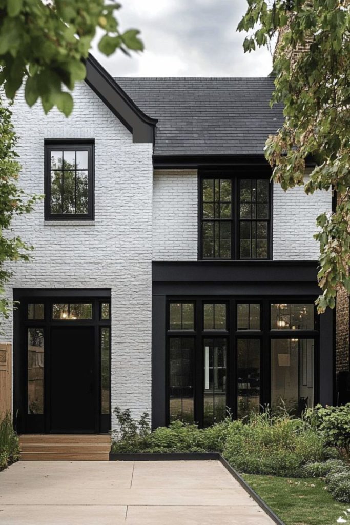 Monochrome urban modern home front.