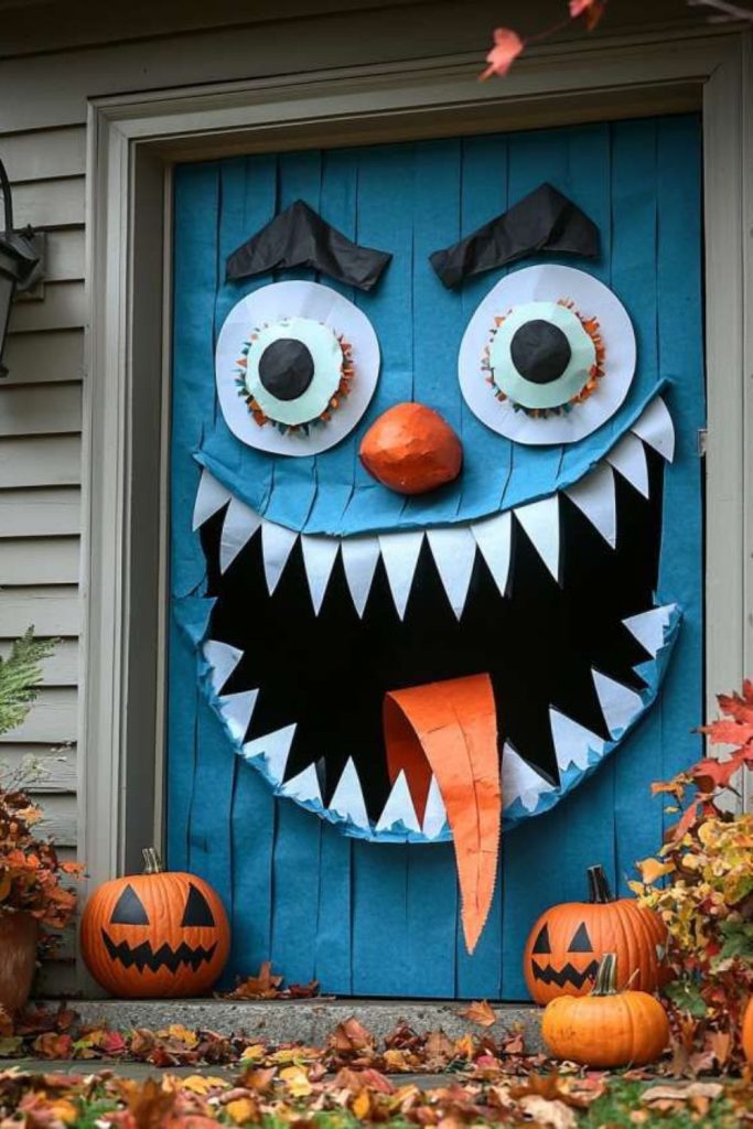 Giant monster Halloween front door decor