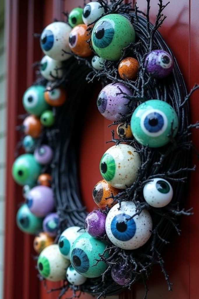 Creepy eyeball monster Halloween wreath