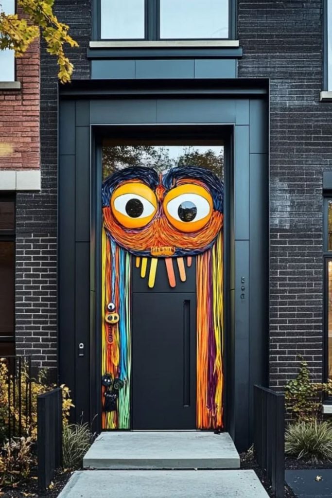 Monster mouth doorway Halloween porch entrance.