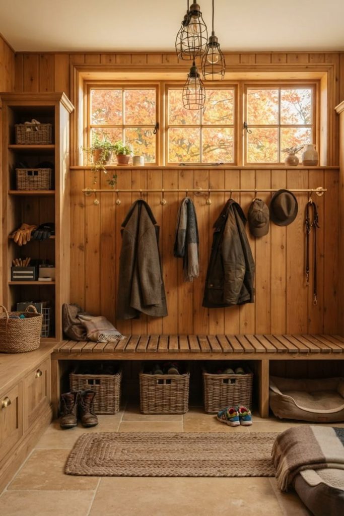 Peg rail mudroom organization system