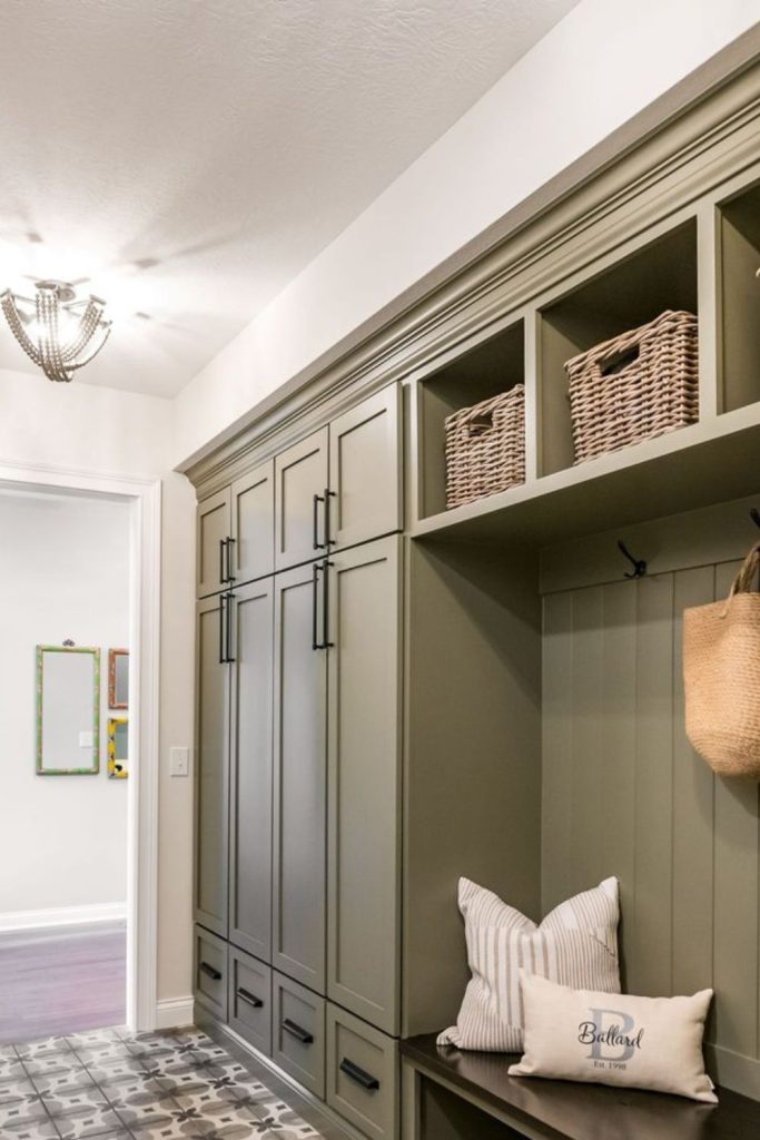 Tall cabinet mudroom storage solution