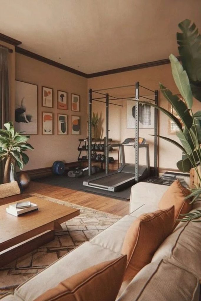 Multipurpose home gym room design.