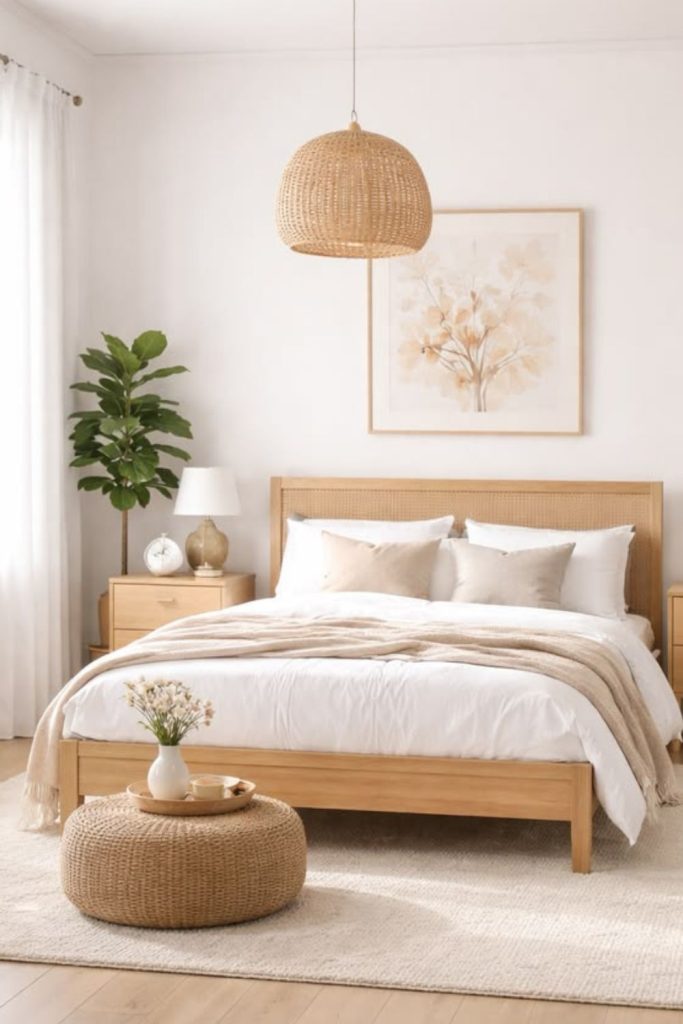 Nordic birch bedroom with airy styling.