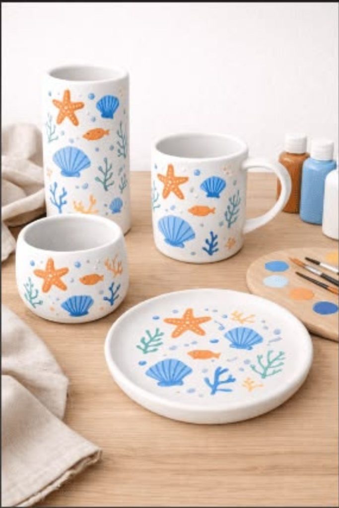 Ocean shell pottery painting collection.