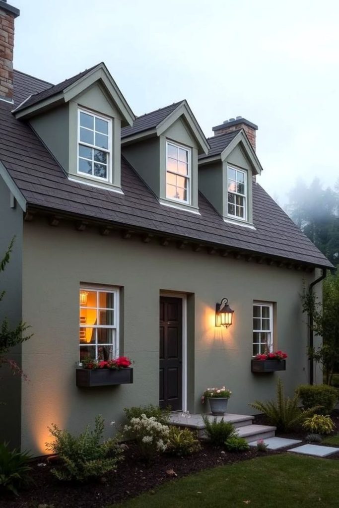 Olive gray exterior with charcoal accents.