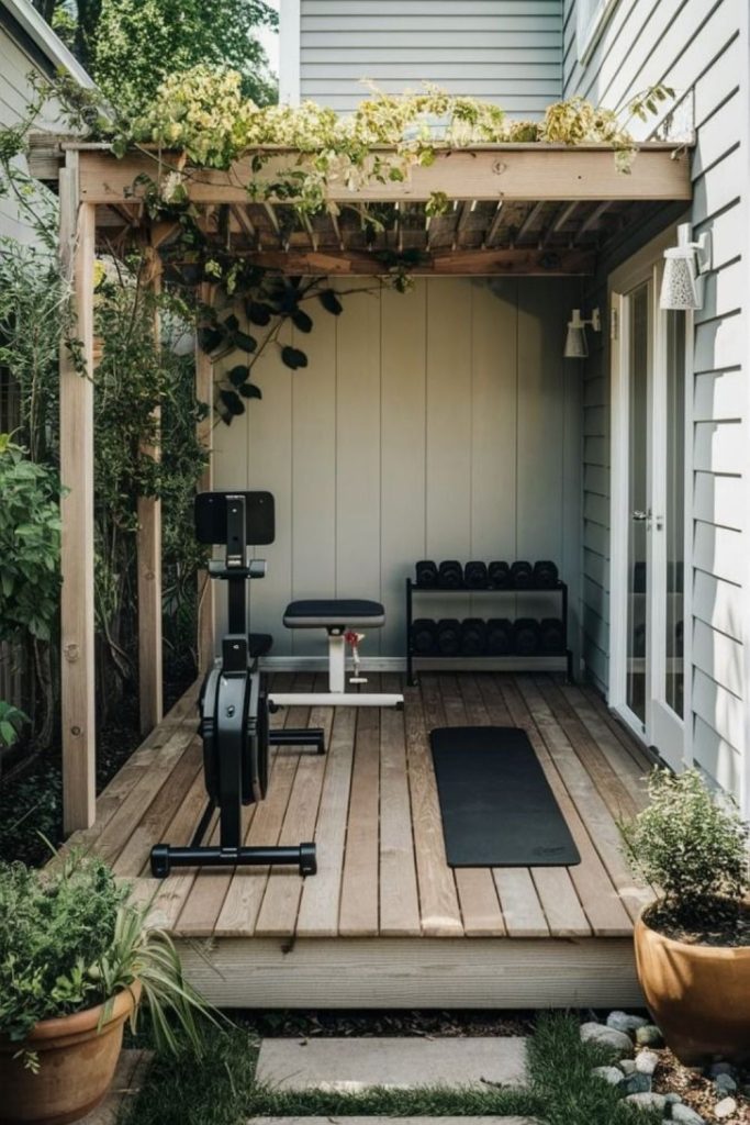 Natural outdoor inspired home gym.