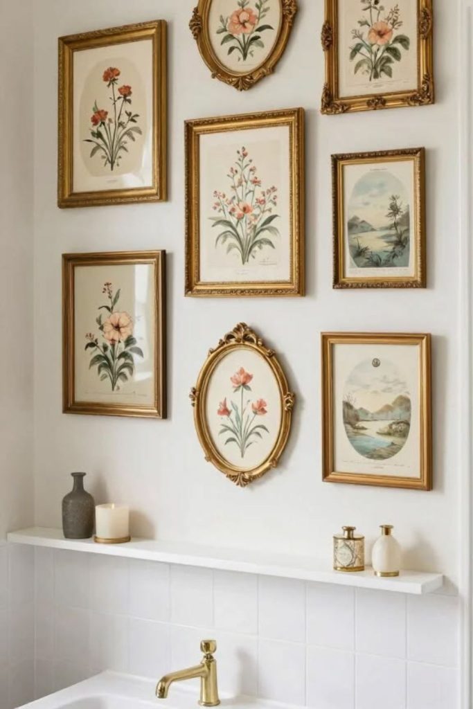 Parisian powder room gallery artwork