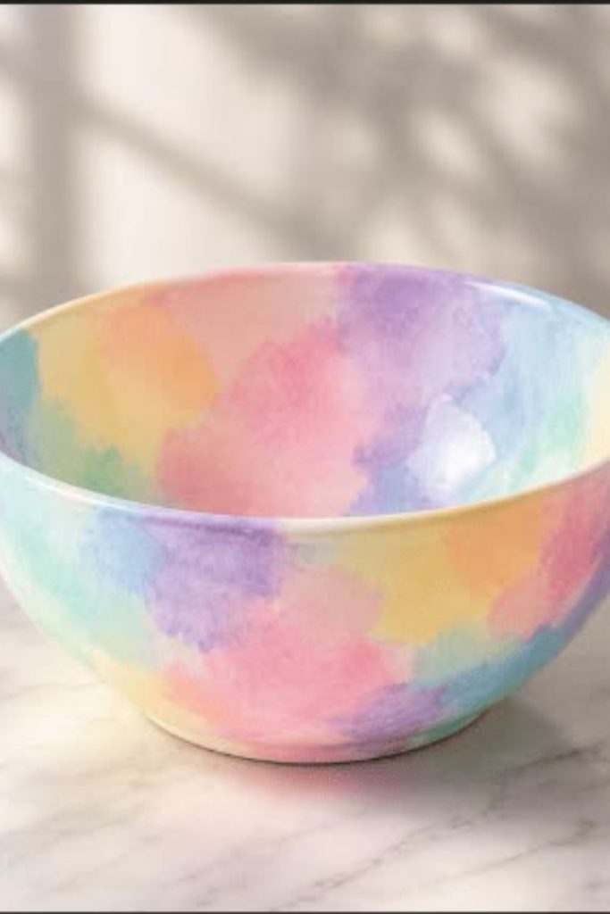 Pastel rainbow swirl ceramic design.