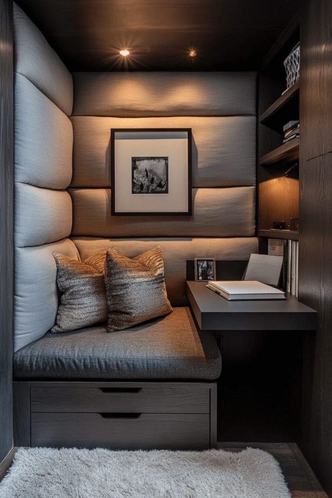 Peaceful box room home office booth.