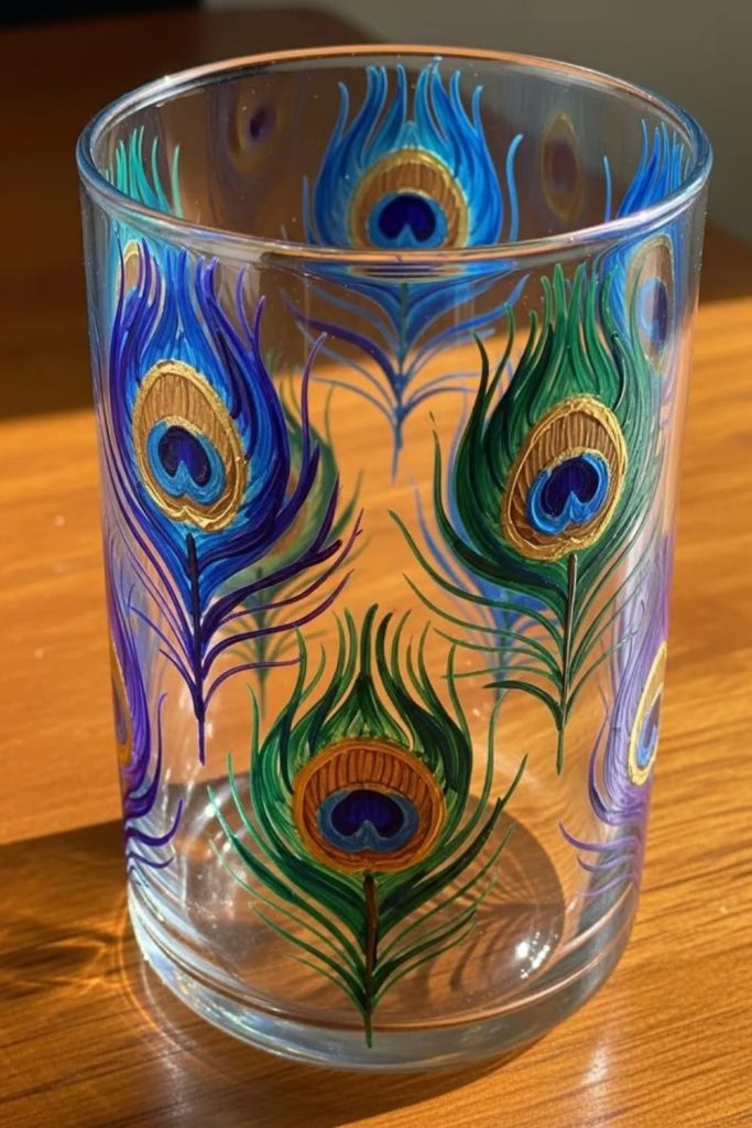 Peacock feather ceramic painting masterpiece.