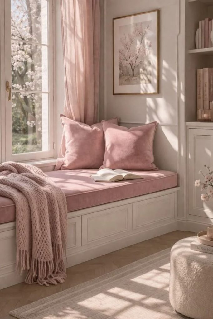 Luxurious plush velvet window seat.