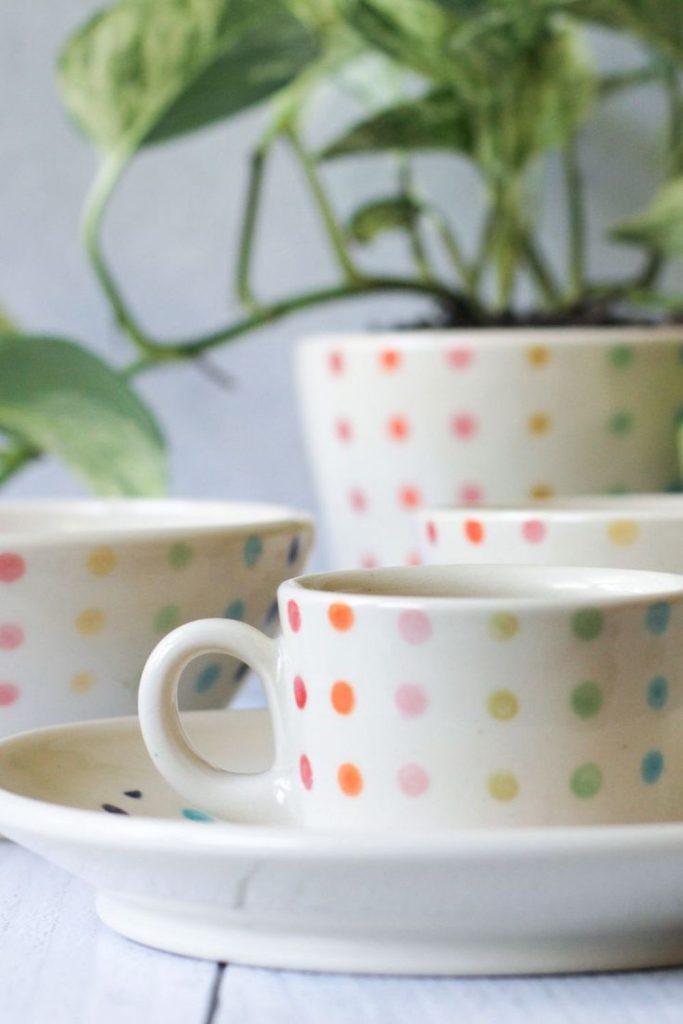 Polka dot pop art pottery.