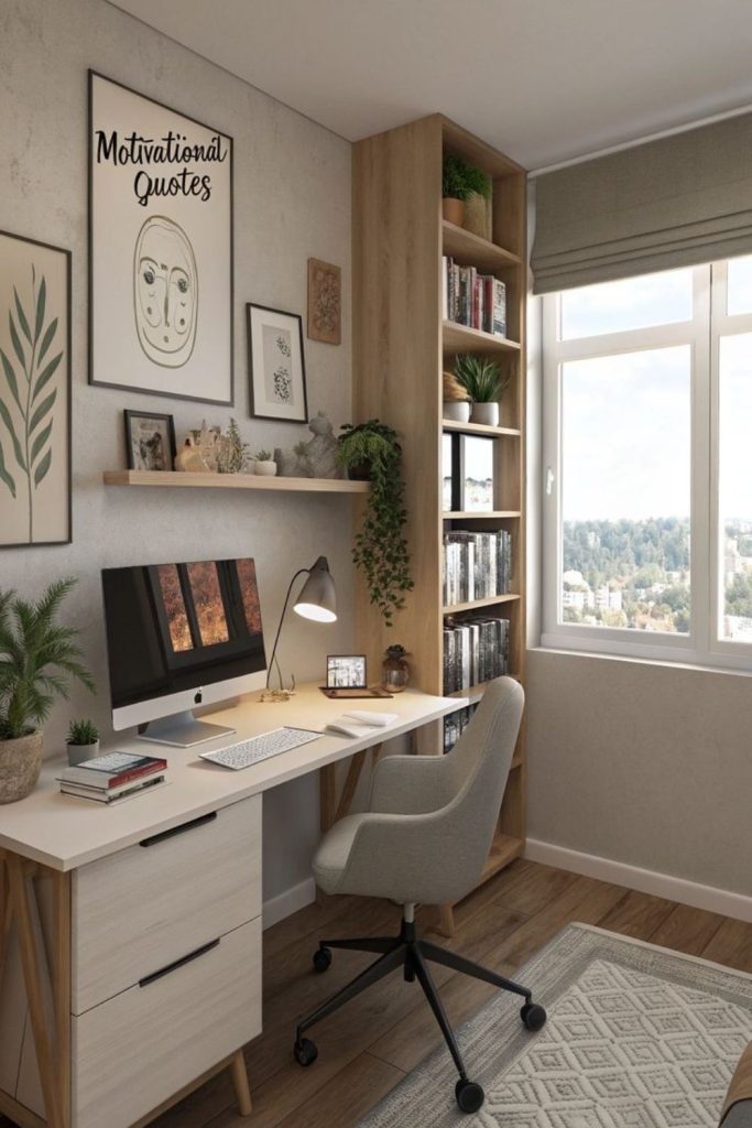 Productive box room study room setup.