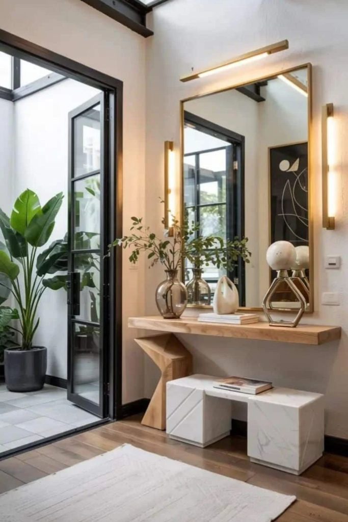 Quiet luxury entryway with elegant decor