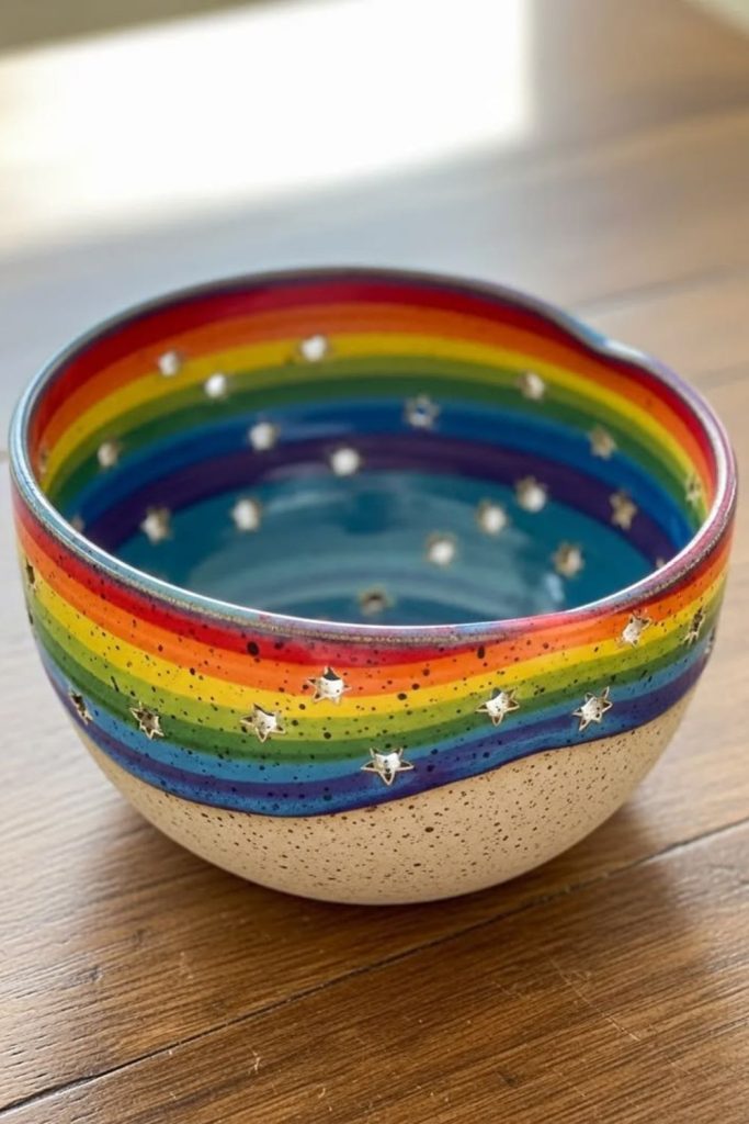 Rainbow arch pottery painting design.