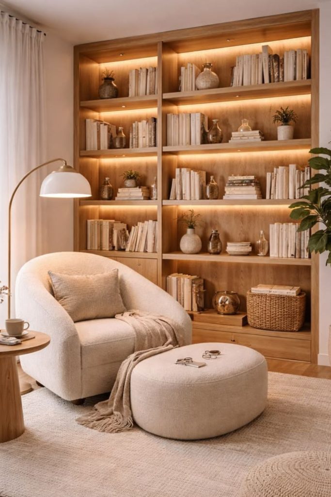 Luxe velvet hotel-inspired reading nook.