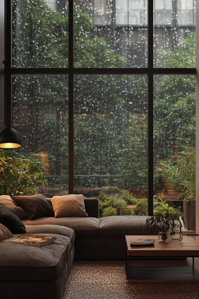 Rainy day retreat with cosy furnishings.