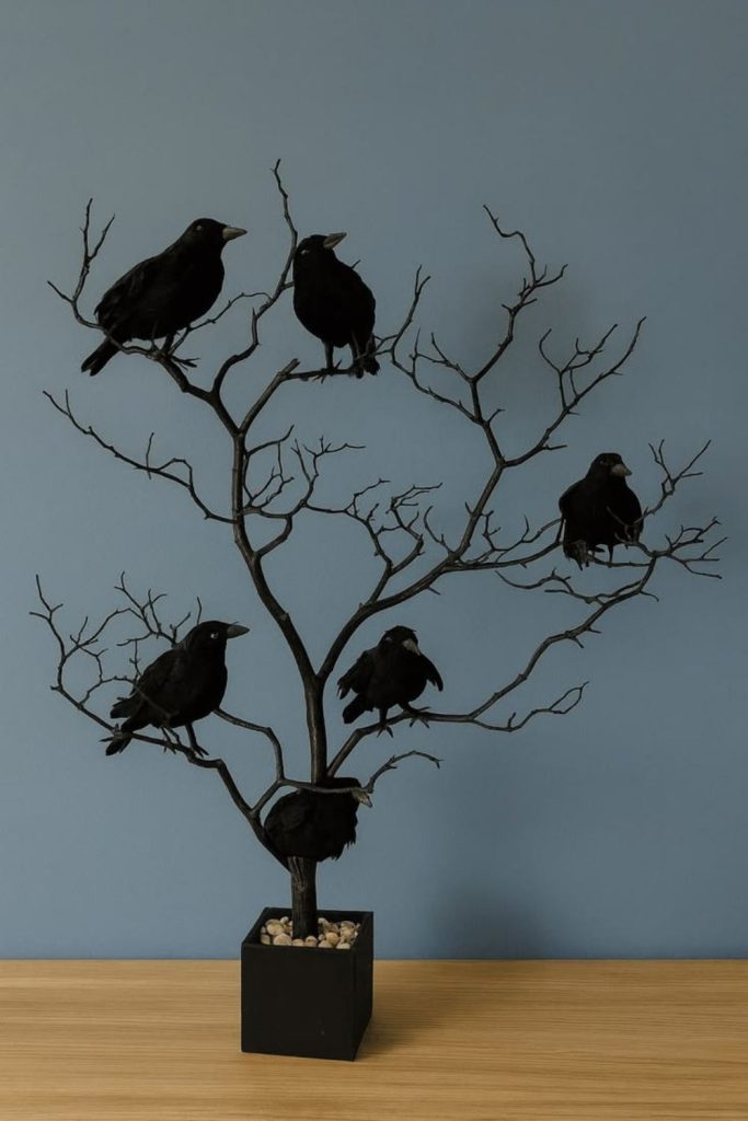 Raven branch Halloween centerpiece decoration