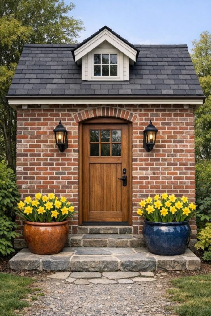 Reclaimed brick cozy tiny cottage.