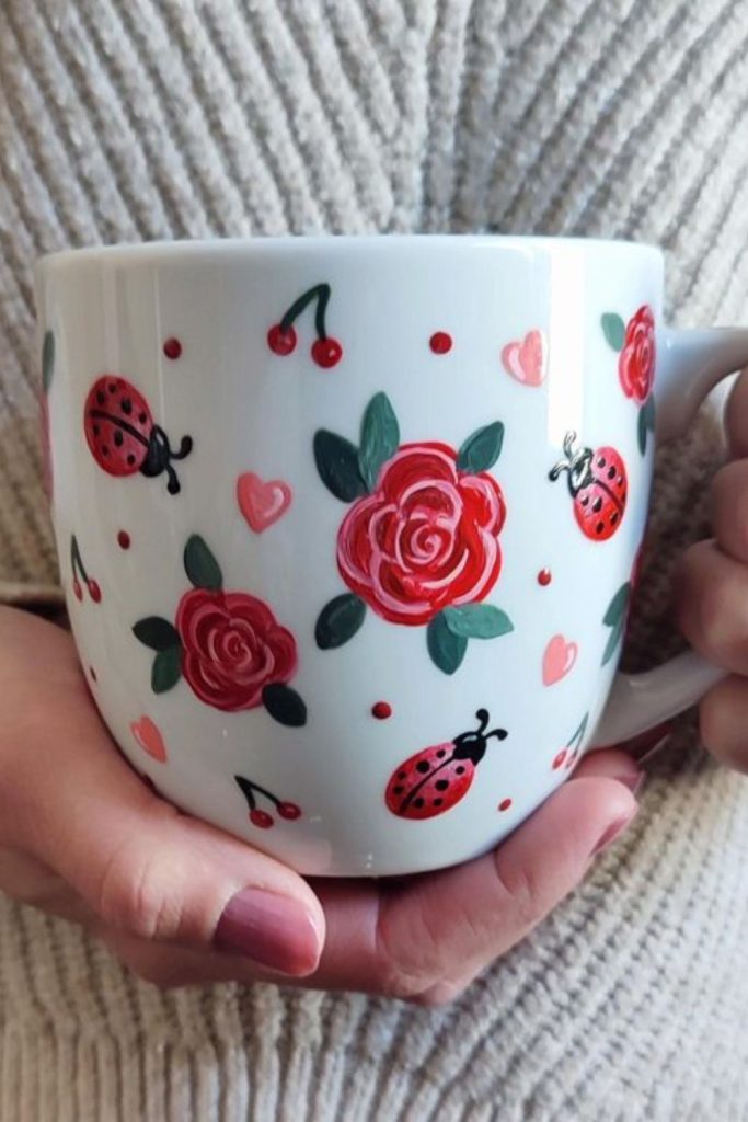 Rose garden ceramic painting idea.