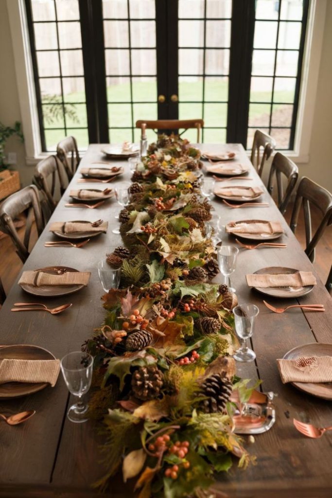 Rustic berry Thanksgiving table garland
