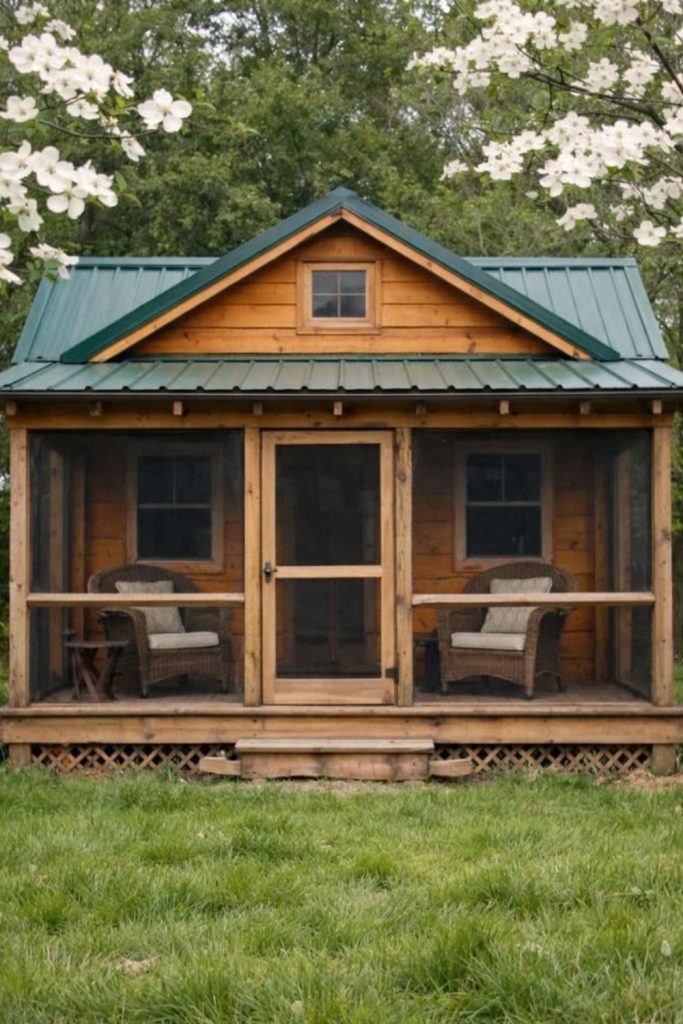 Scrap lumber rustic tiny cabin.