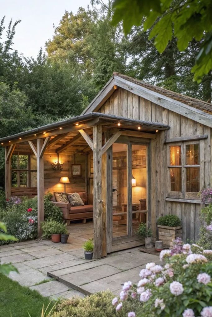 Rustic cottage garden room design.