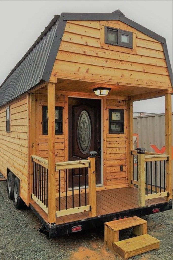 Pole barn style tiny house.