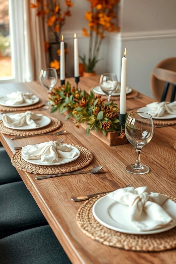Scandinavian Thanksgiving autumn table decor