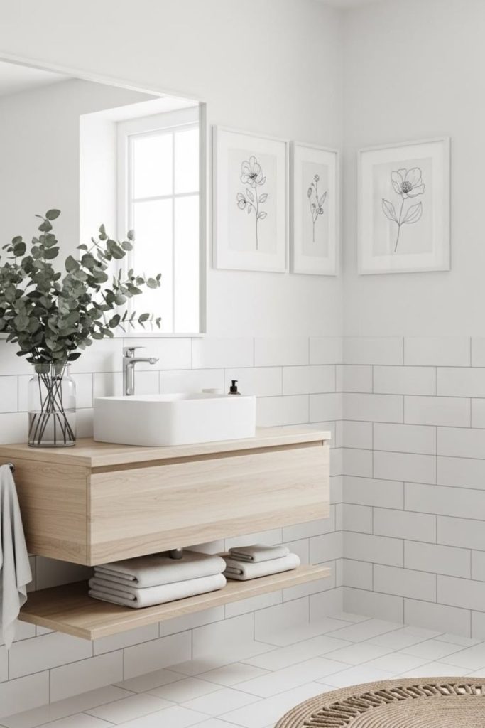 Scandinavian calm bathroom art collection