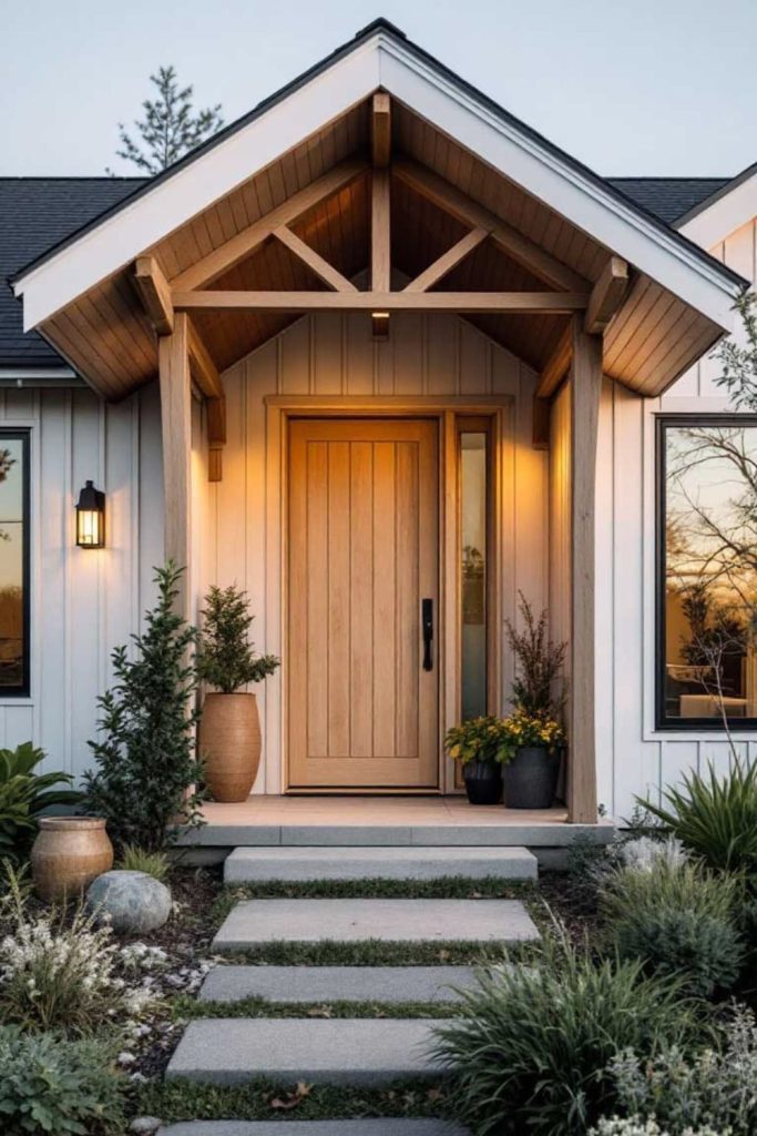 Scandinavian timber front home facade.