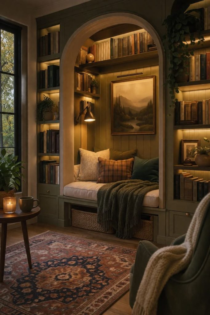 Secret closet hidden library nook.